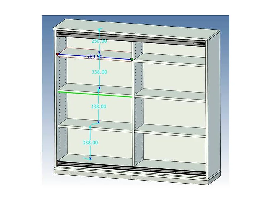 Schiebet�renschrank f�r B�ro Wei� Grau