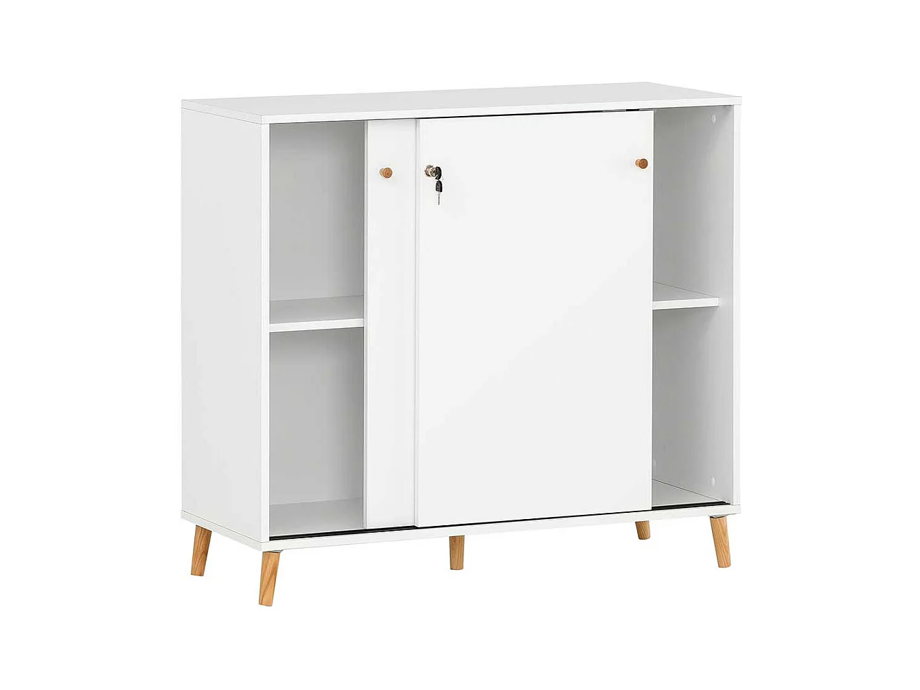 Schiebetüren Aktenschrank in Weiß und Eichefarben Made in Germany