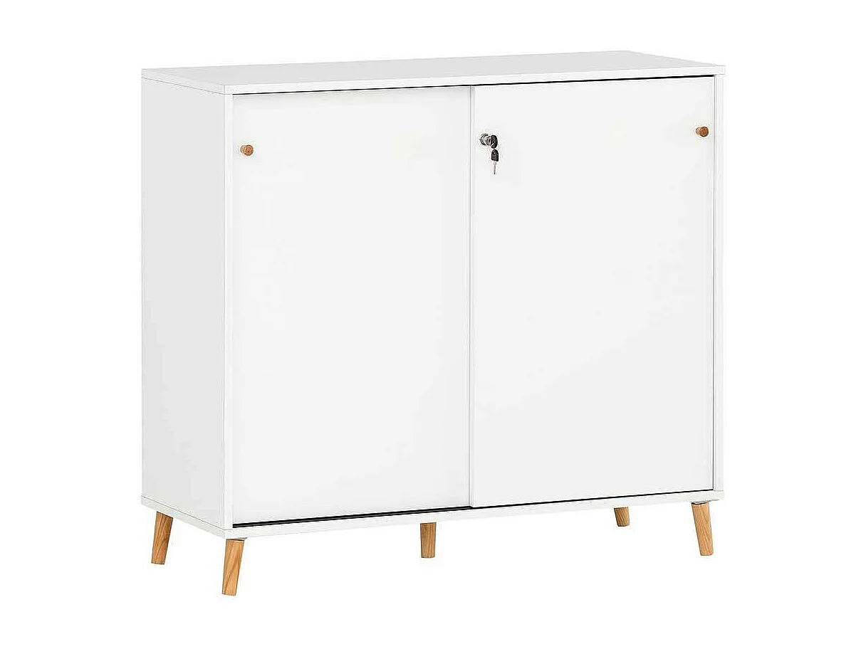 Schiebetüren Aktenschrank in Weiß und Eichefarben Made in Germany