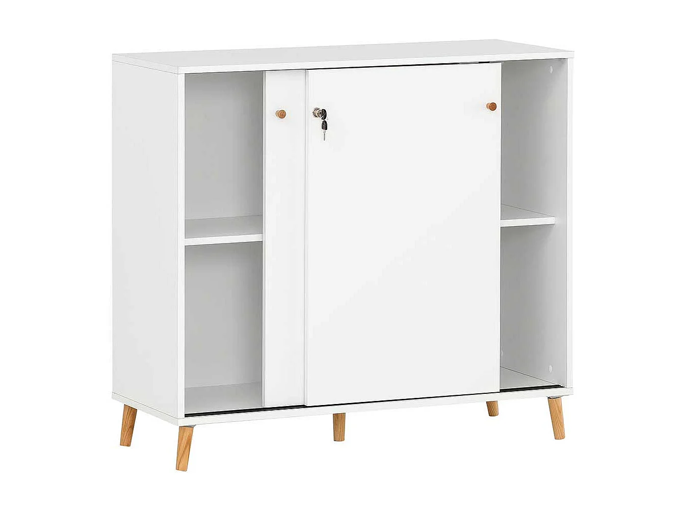 Schiebetüren Aktenschrank in Weiß und Eichefarben Made in Germany