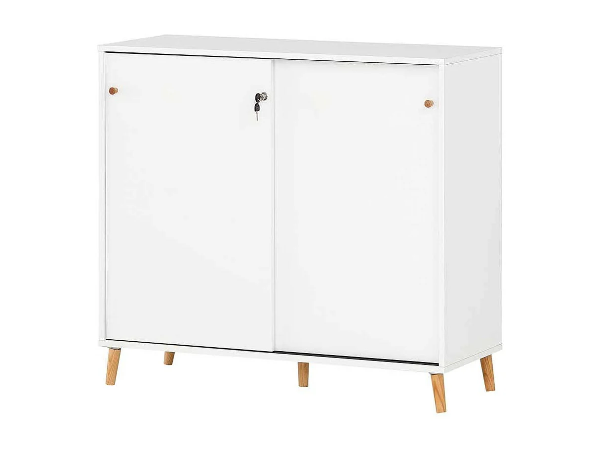 Schiebetüren Aktenschrank in Weiß und Eichefarben Made in Germany