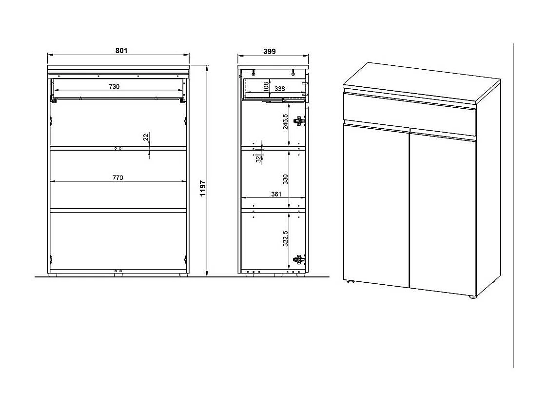 Büroschrank Schrank Büro mit einer Schublade und Drehtüren