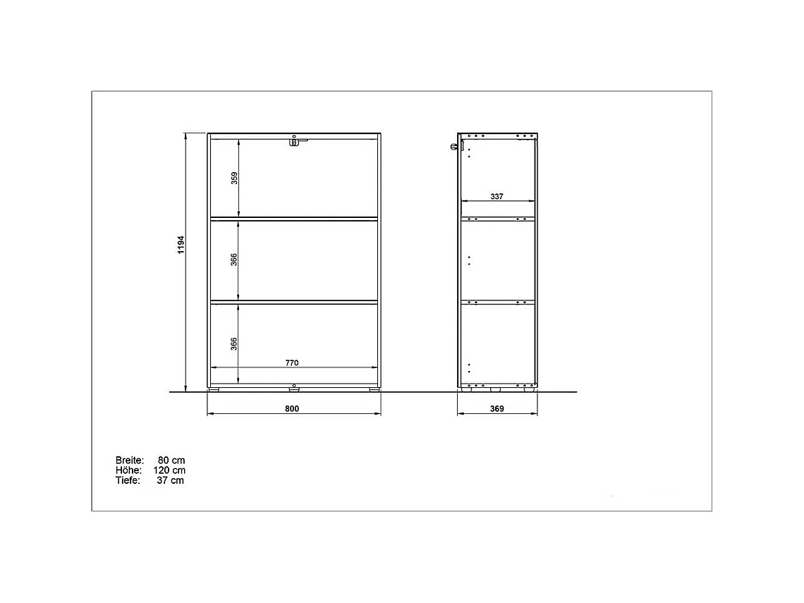 Aktenordnerschrank in Weiß mit Glas beschichtet abschließbar