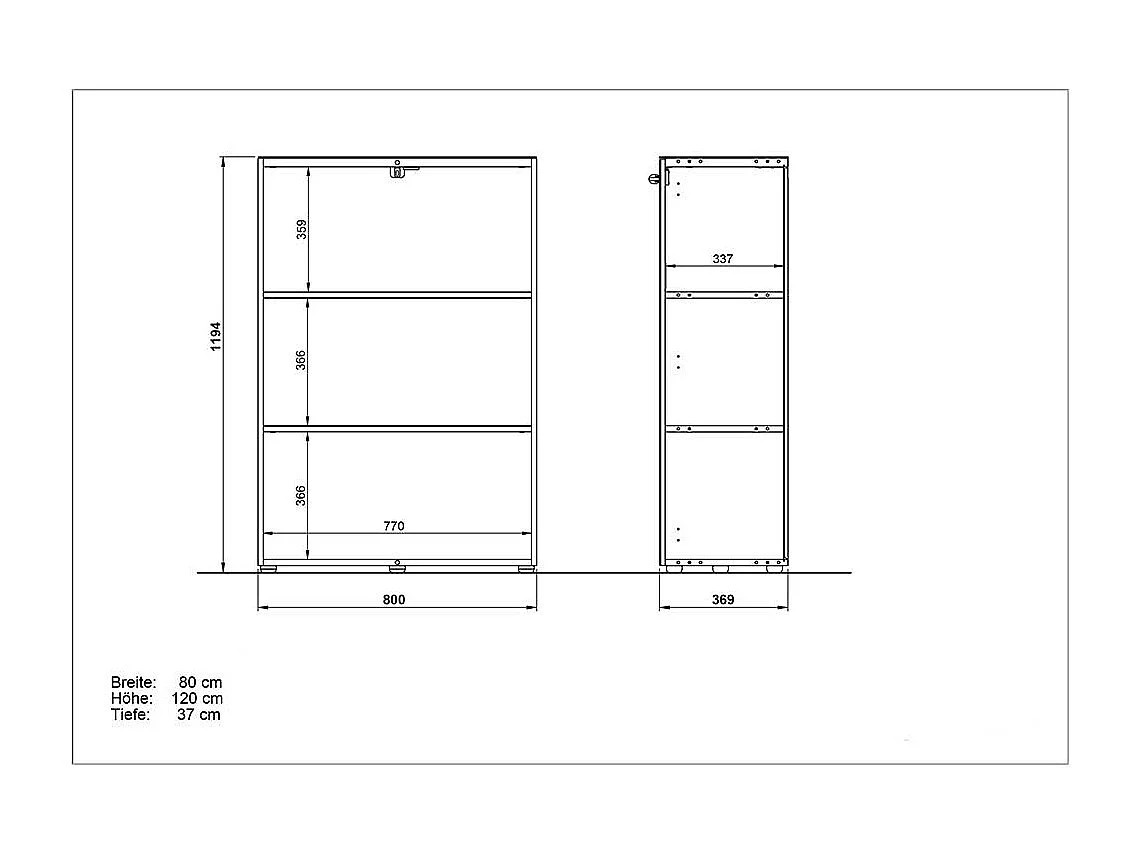 Aktenordnerschrank in Weiß mit Glas beschichtet abschließbar