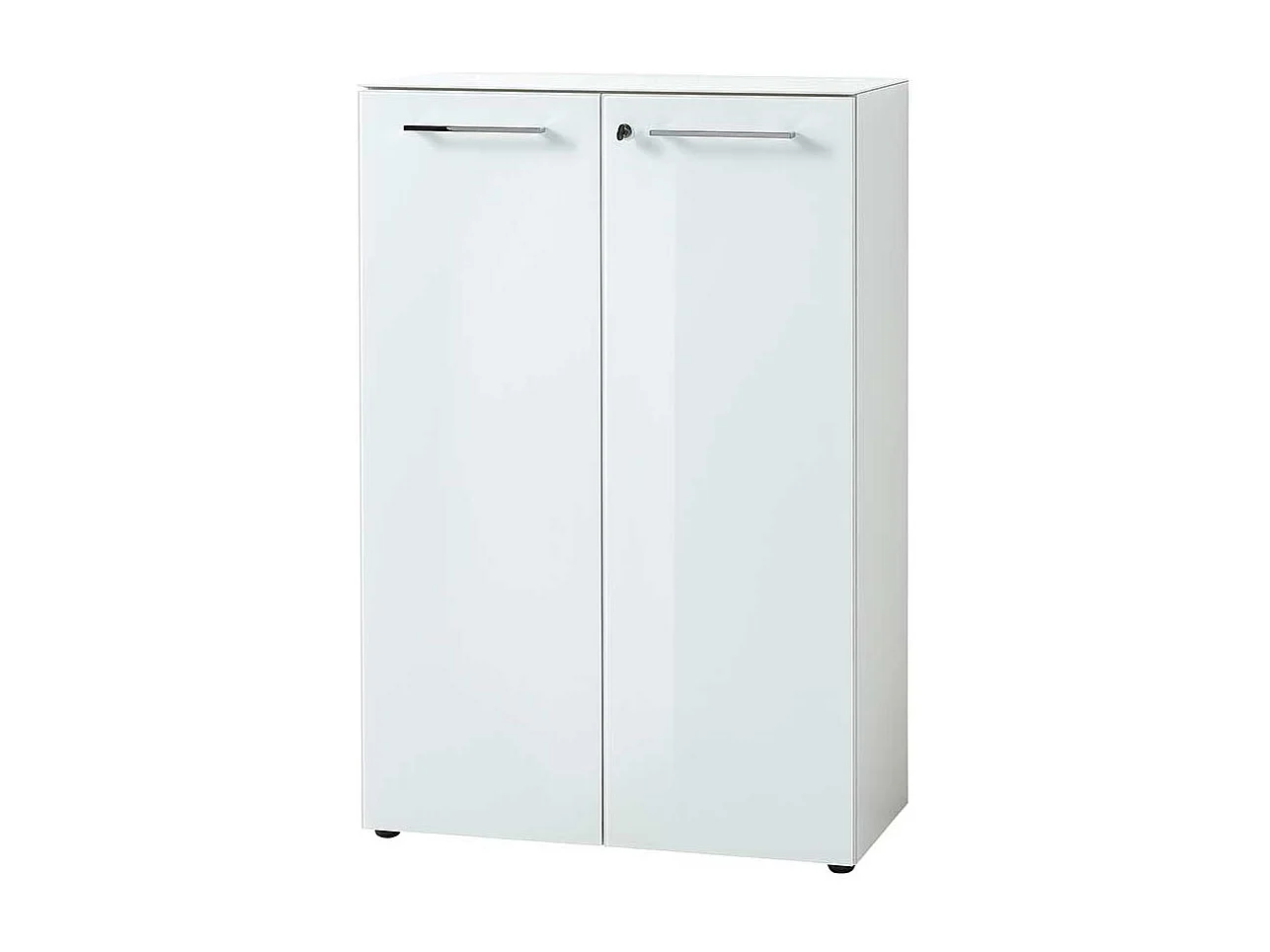 Aktenordnerschrank in Weiß mit Glas beschichtet abschließbar