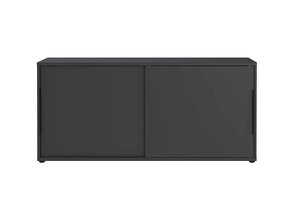 Aktenschrank Büro Sideboard in Dunkelgrau mit Schiebetüren