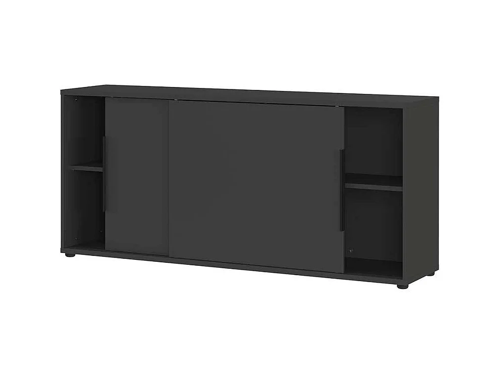 Aktenschrank Büro Sideboard in Dunkelgrau mit Schiebetüren