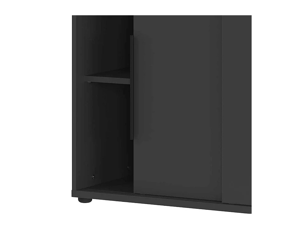 Aktenschrank Büro Sideboard in Dunkelgrau mit Schiebetüren