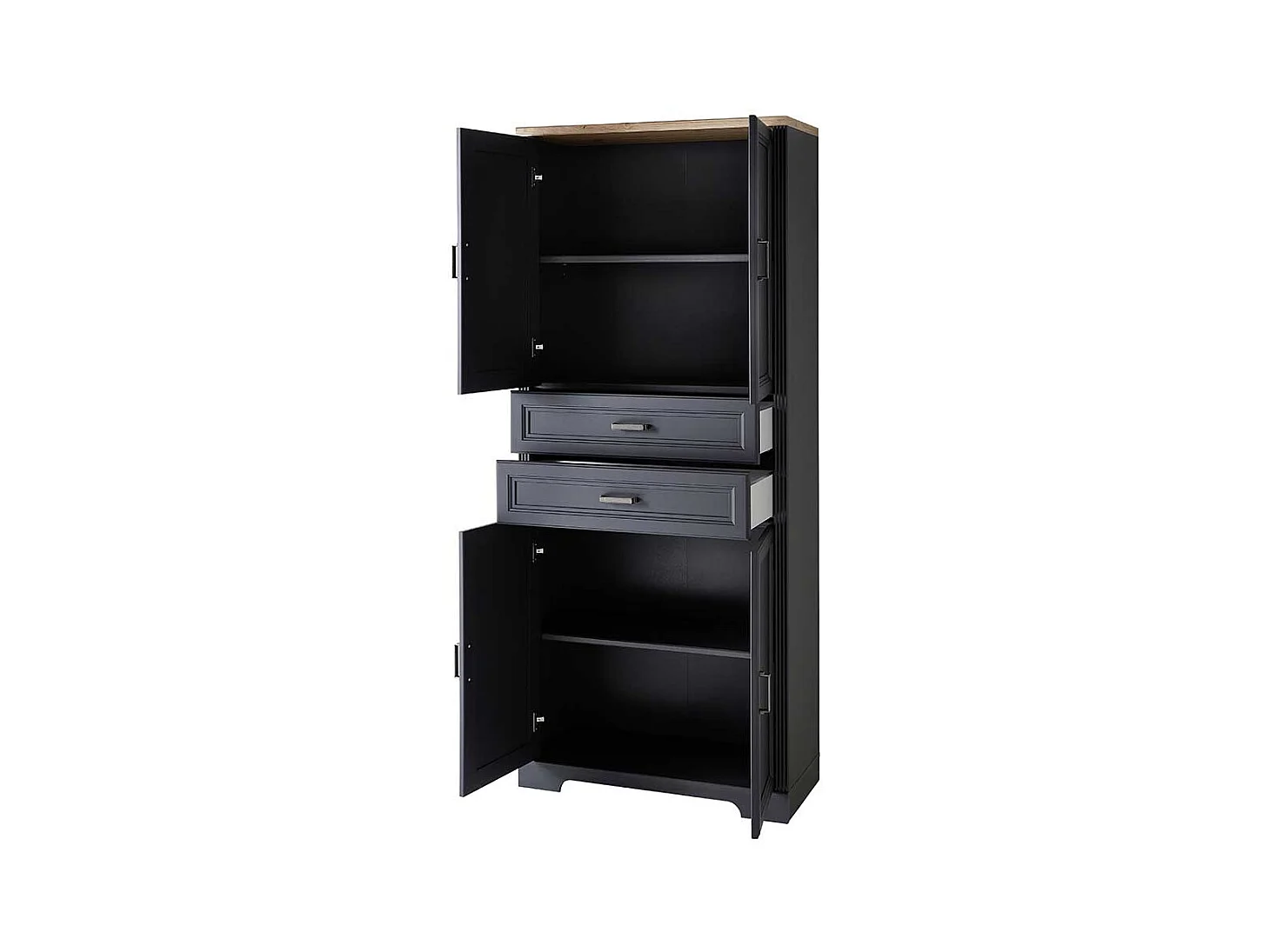 Landhaus Büroschrank in Dunkelgrau Türen und Schubladen