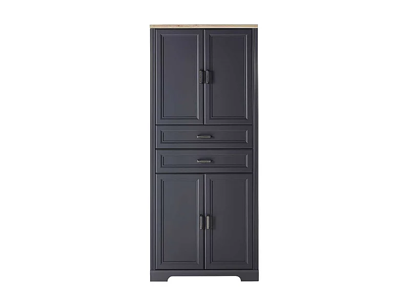 Landhaus Büroschrank in Dunkelgrau Türen und Schubladen