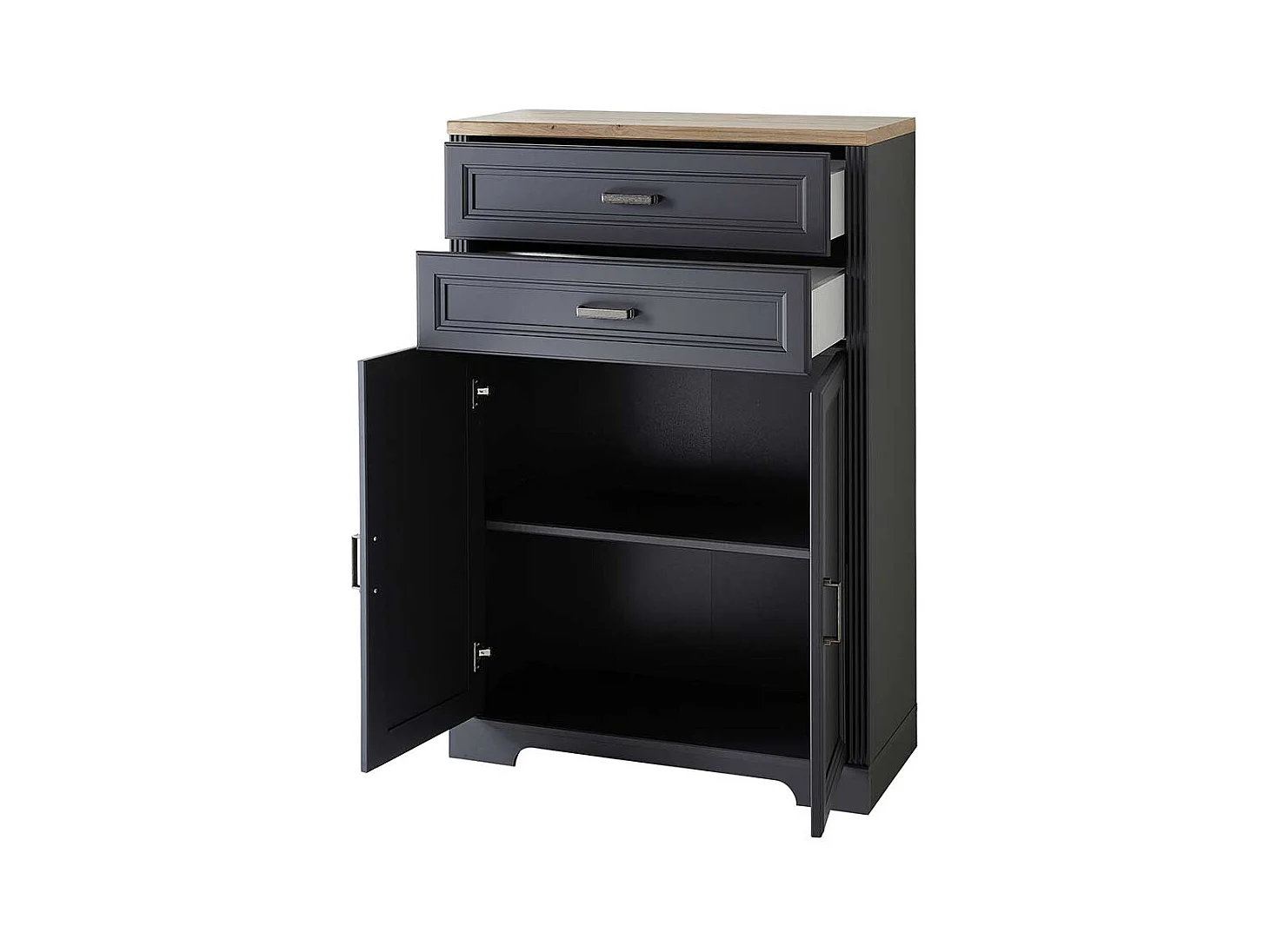 Aktenordnerschrank im Landhausstil Dunkelgrau & Eichefarben