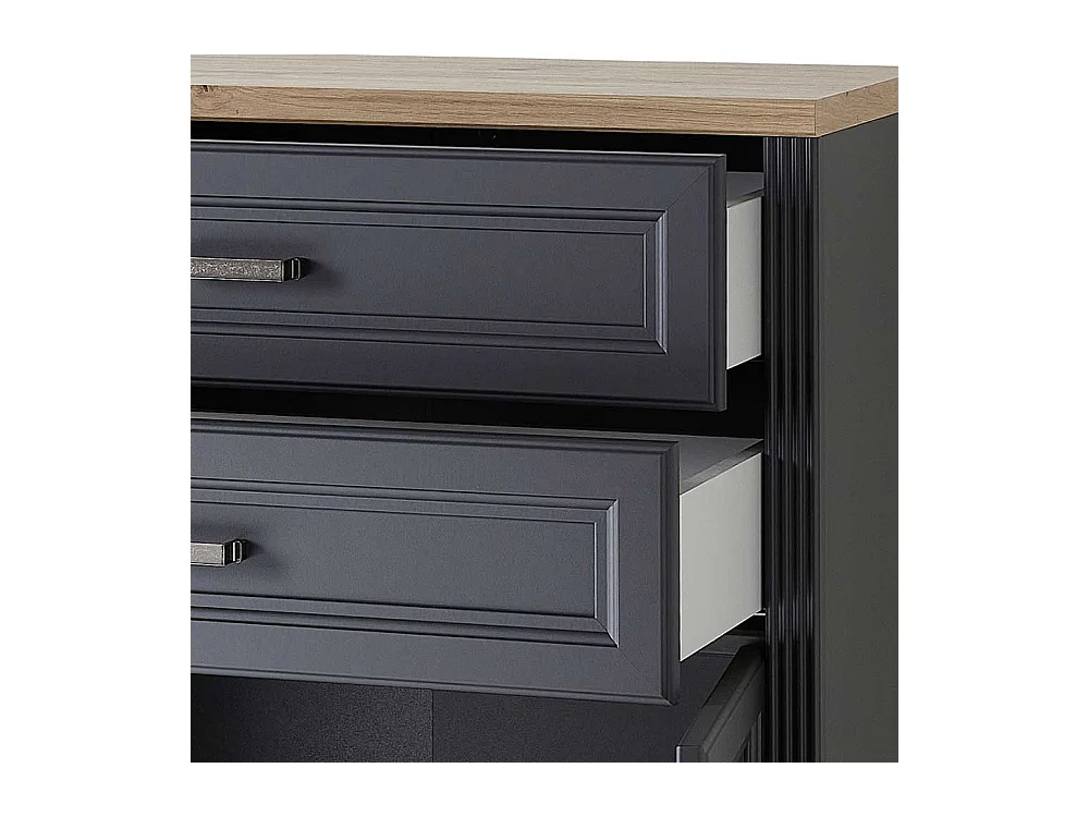 Aktenordnerschrank im Landhausstil Dunkelgrau & Eichefarben