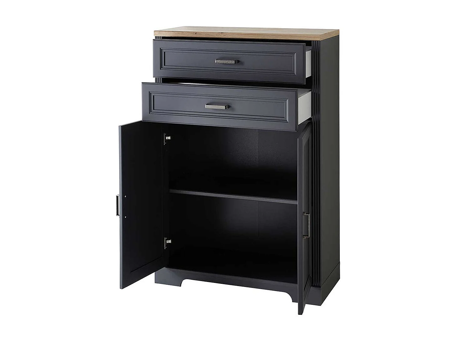 Aktenordnerschrank im Landhausstil Dunkelgrau & Eichefarben