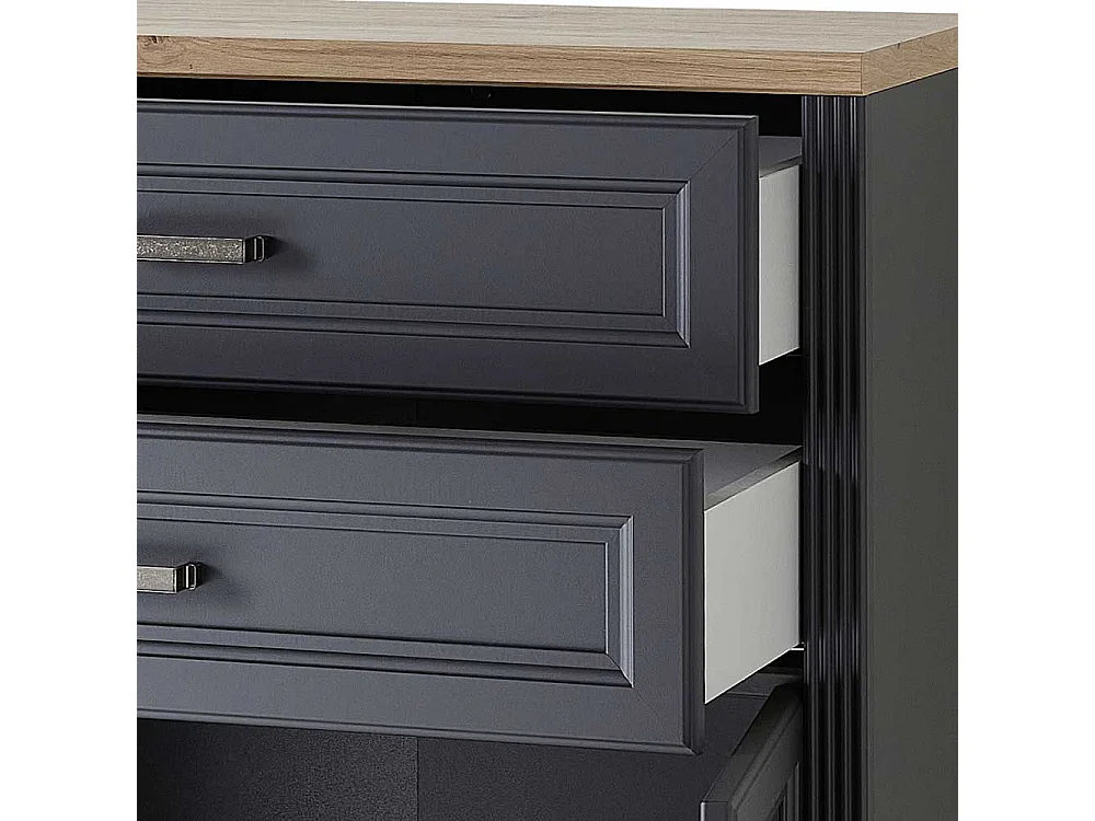 Aktenordnerschrank im Landhausstil Dunkelgrau & Eichefarben