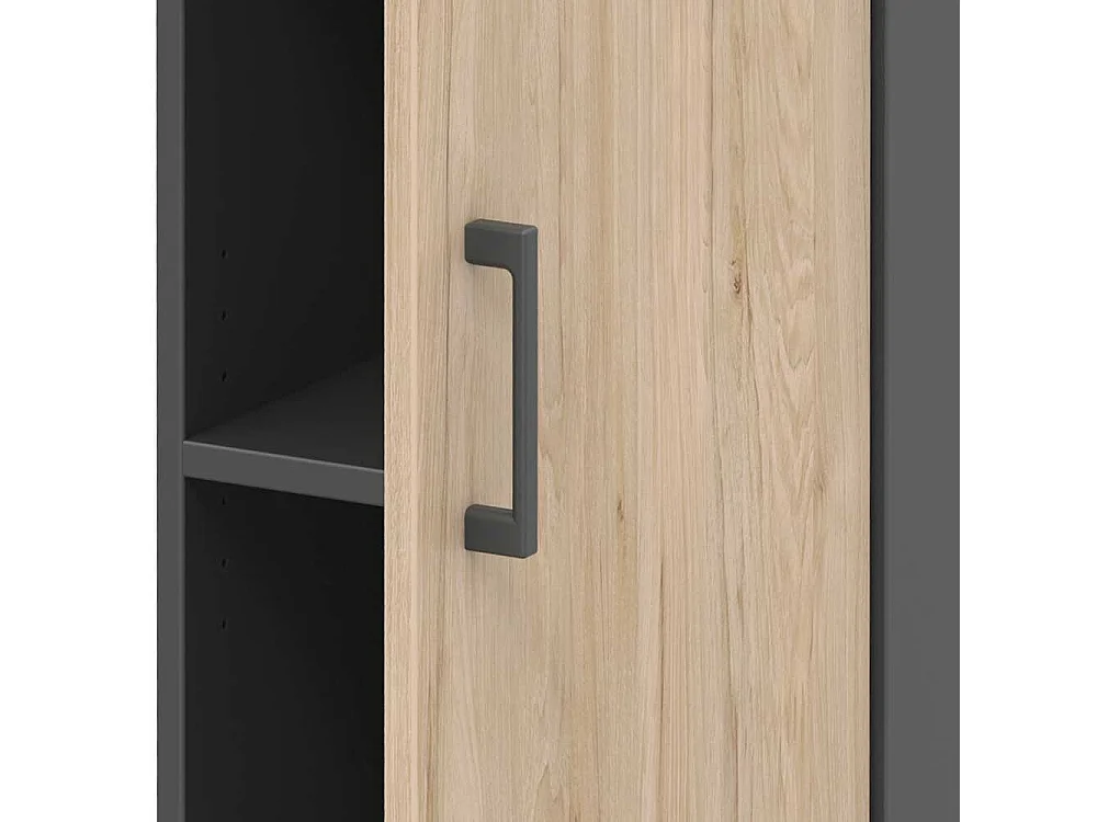 Schmaler Aktenschrank in Hickory Holzoptik & Anthrazit 2 t�rig