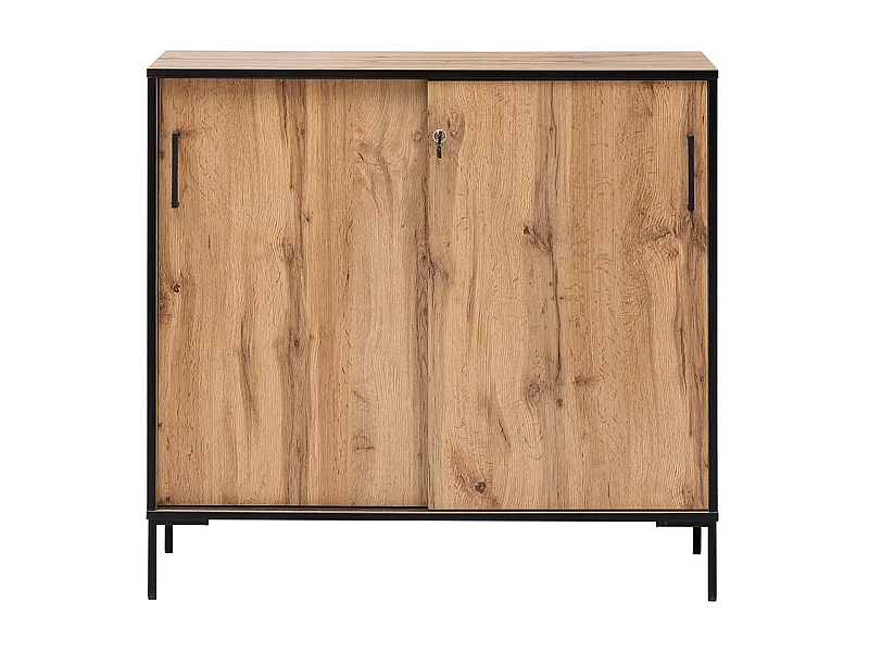 Home Office Schrank in Eiche Holzoptik Schiebetüren abschließbar