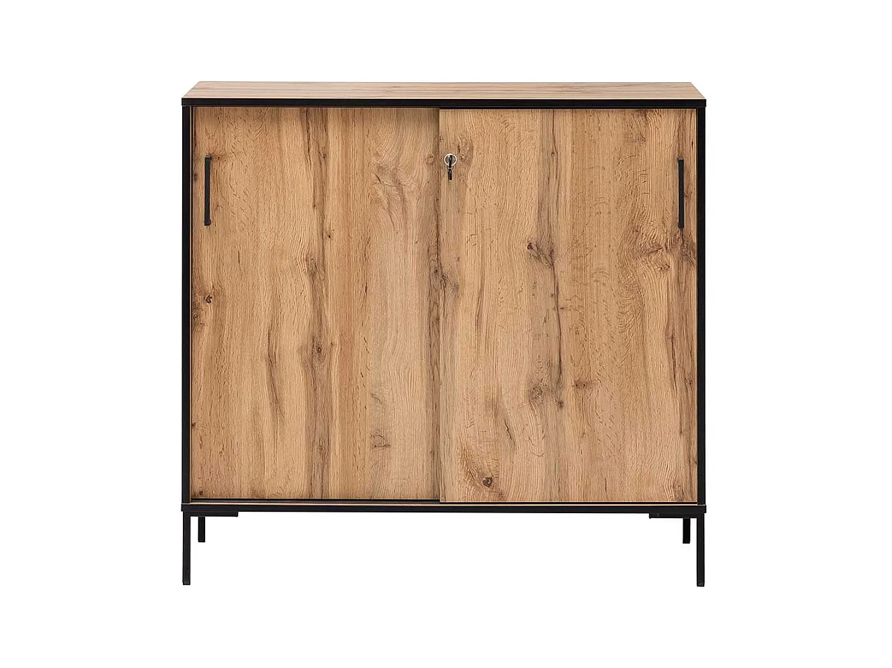 Home Office Schrank in Eiche Holzoptik Schiebetüren abschließbar