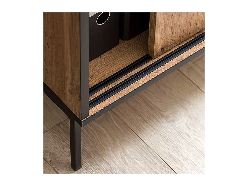 Home Office Schrank in Eiche Holzoptik Schiebetüren abschließbar