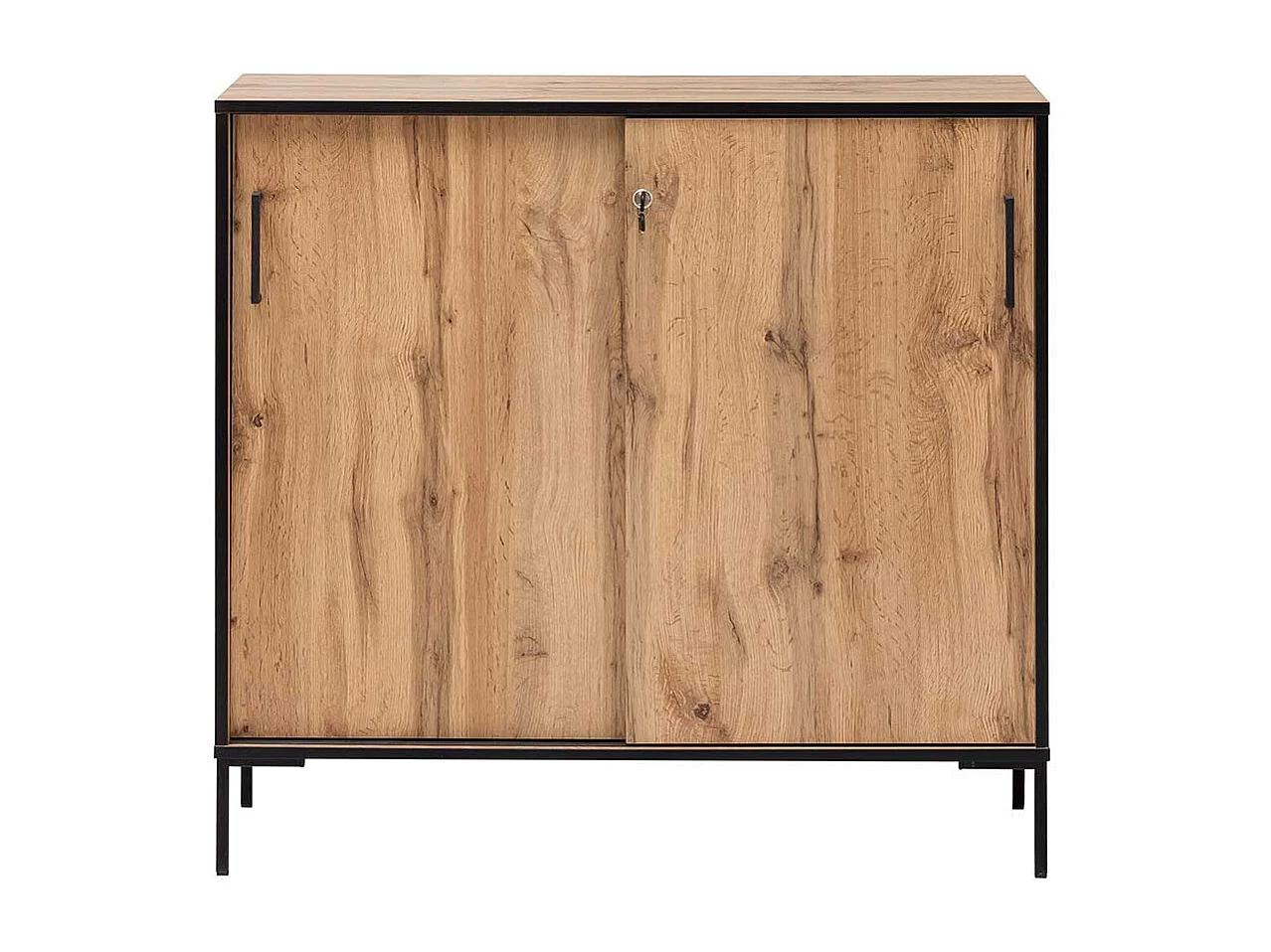 Home Office Schrank in Eiche Holzoptik Schiebetüren abschließbar