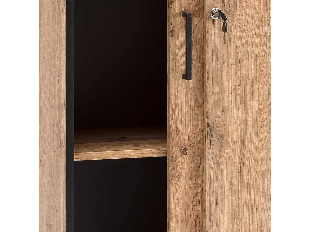 Home Office Schrank in Eiche Holzoptik Schiebetüren abschließbar