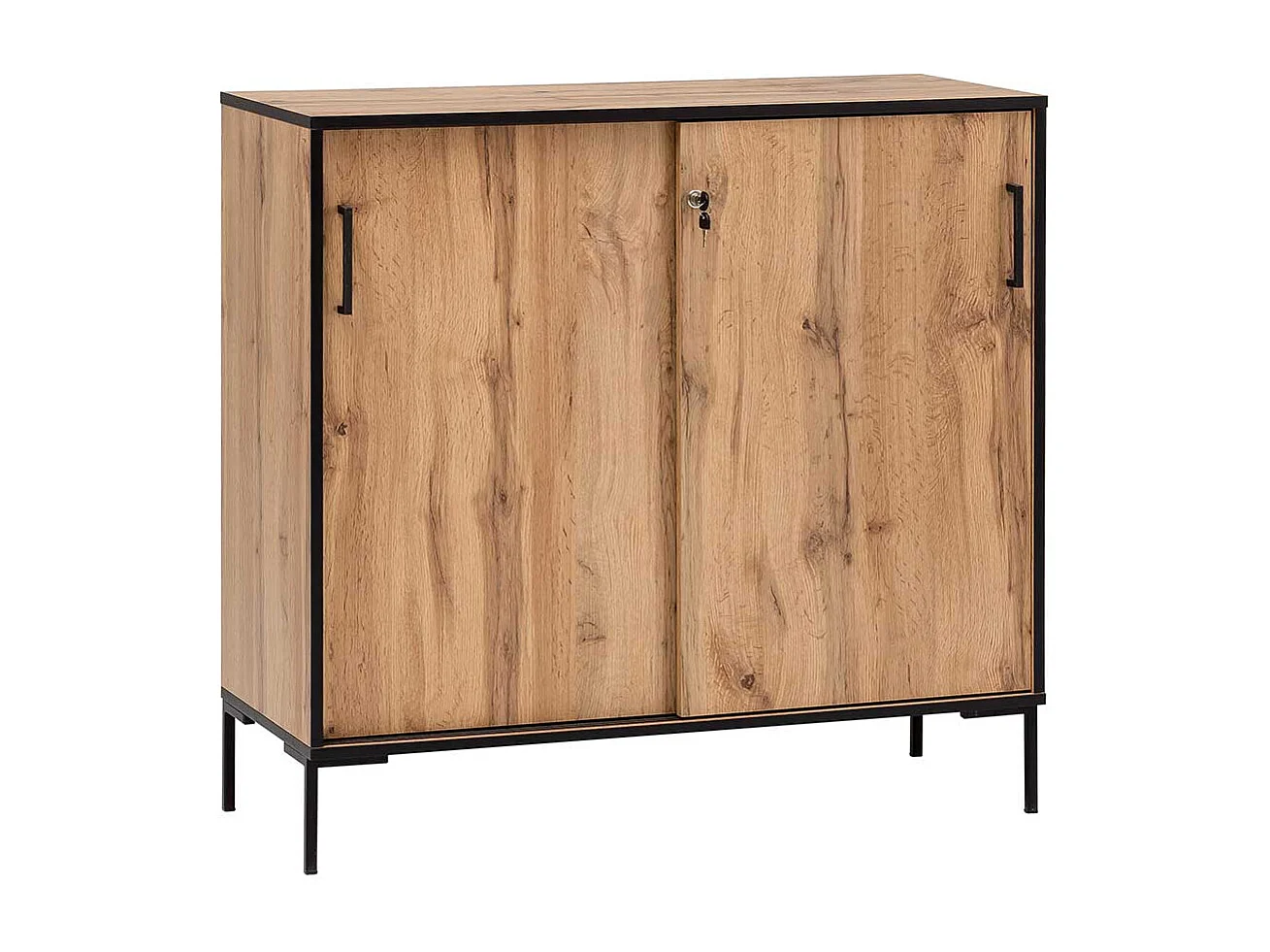 Home Office Schrank in Eiche Holzoptik Schiebetüren abschließbar