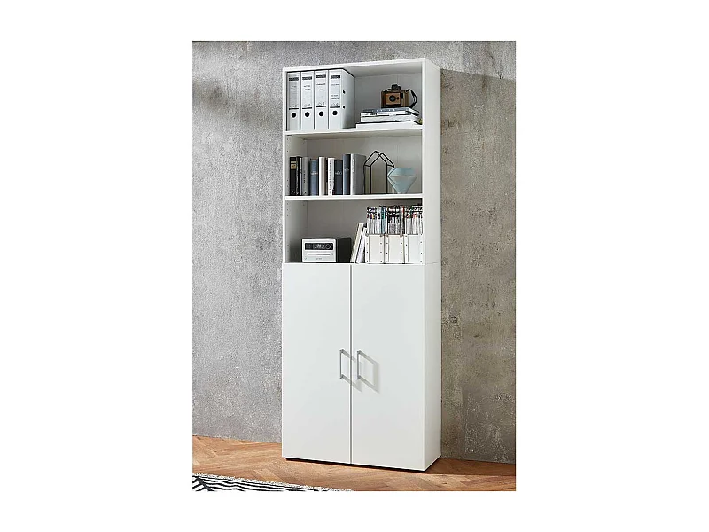 Moderner B�roschrank in Wei� 3 offene F�cher Ordnerh�he