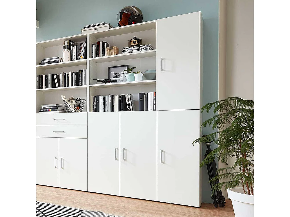 Moderner B�roschrank in Wei� 3 offene F�cher Ordnerh�he