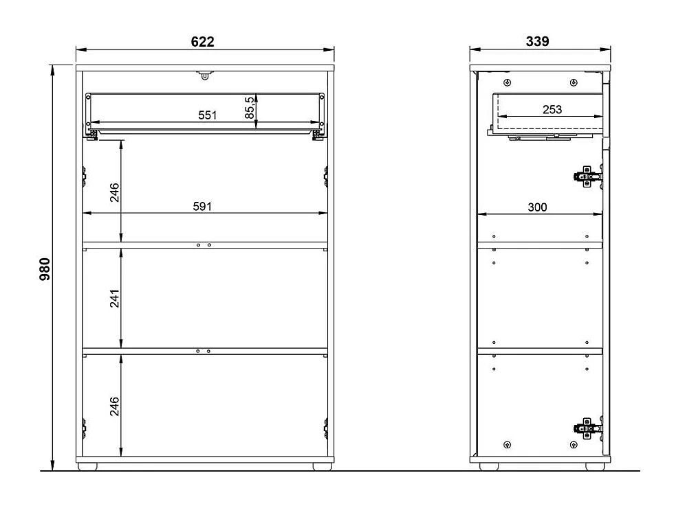 Kommode Badschrank mit einer Schublade und Drehtüren