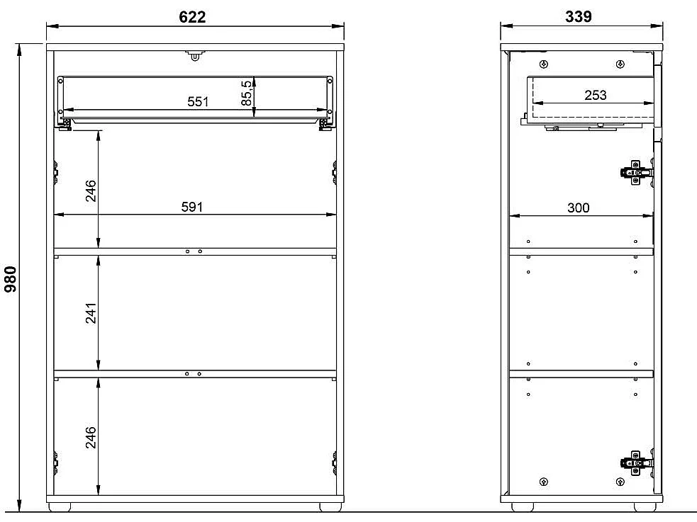 Kommode Badschrank mit einer Schublade und Drehtüren