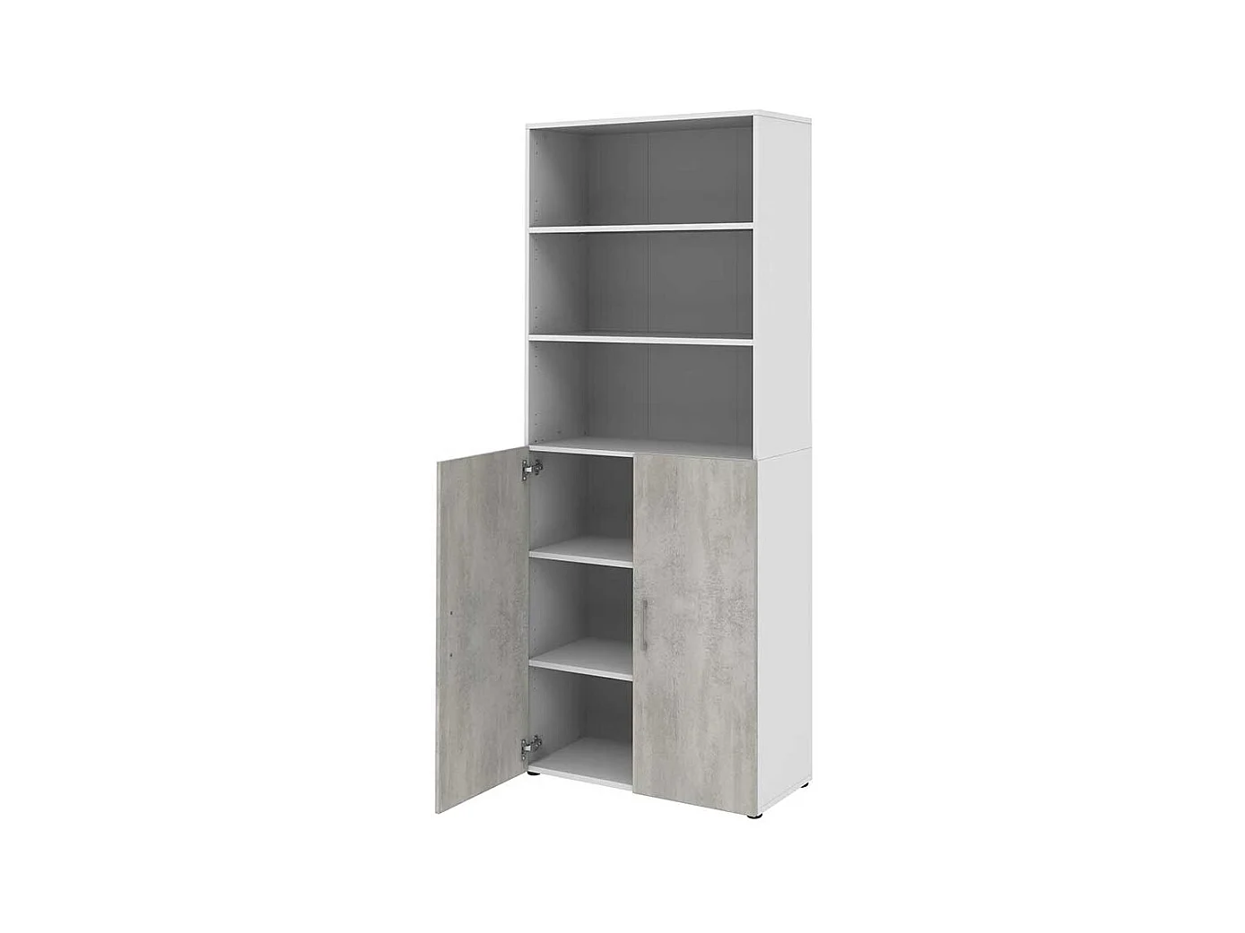 Hoher Officeschrank in Wei� Beton Optik Grau
