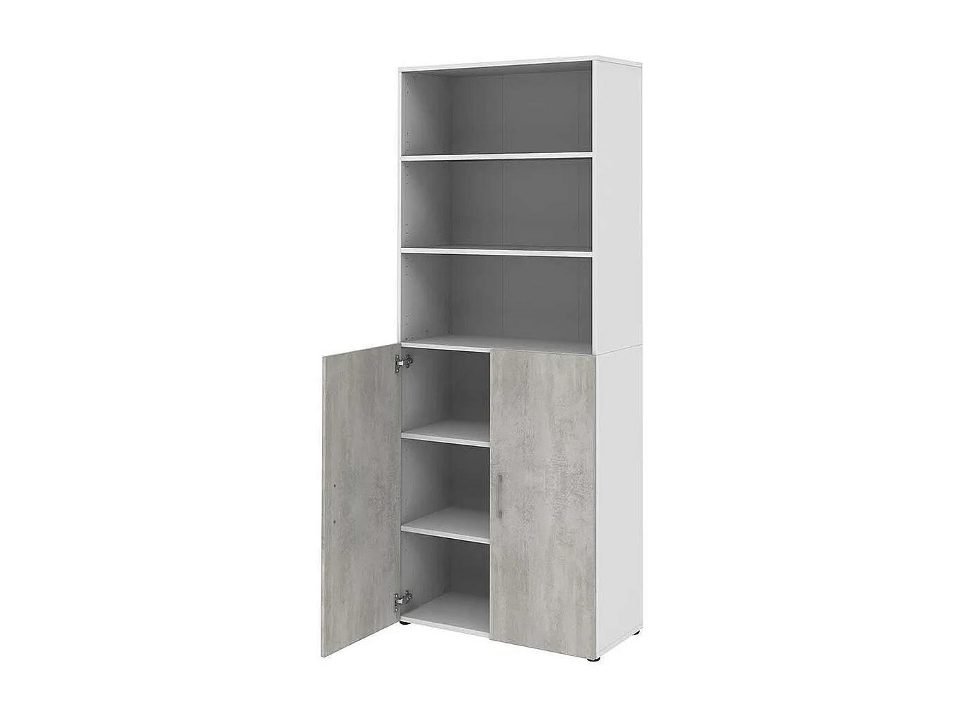 Hoher Officeschrank in Wei� Beton Optik Grau