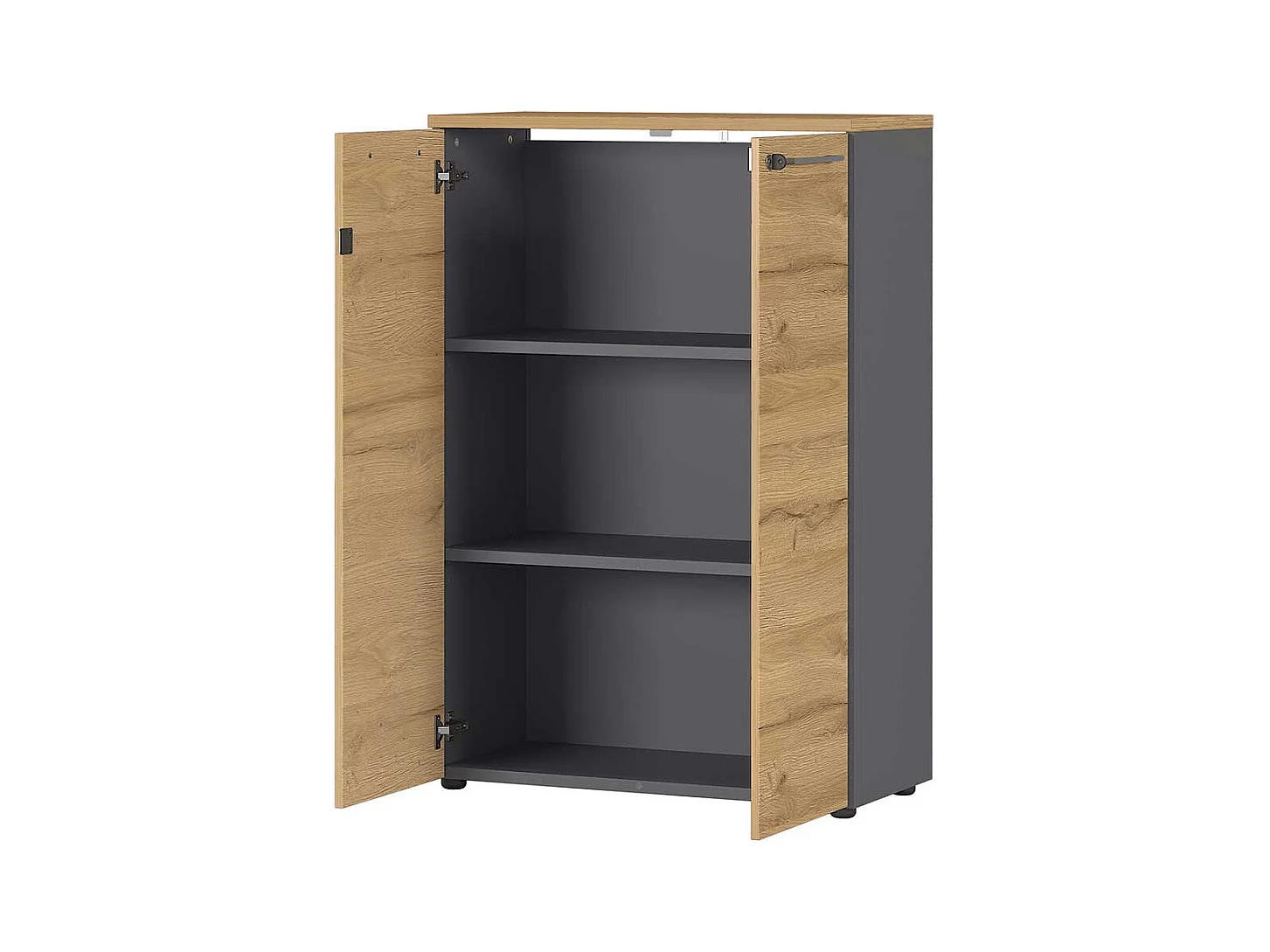Aktenschrank in Wildeichefarben und Dunkelgrau abschließbar