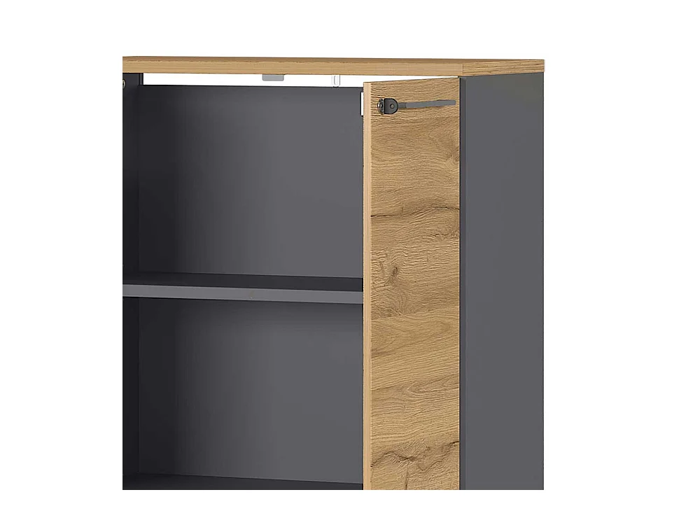 Aktenschrank in Wildeichefarben und Dunkelgrau abschließbar