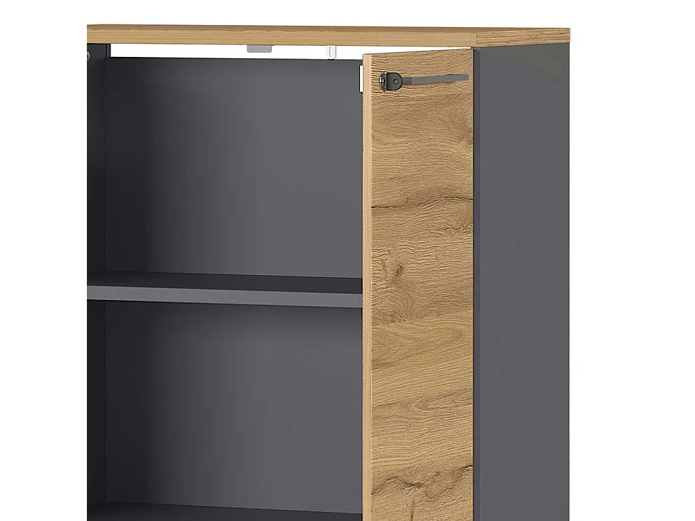 Aktenschrank in Wildeichefarben und Dunkelgrau abschließbar