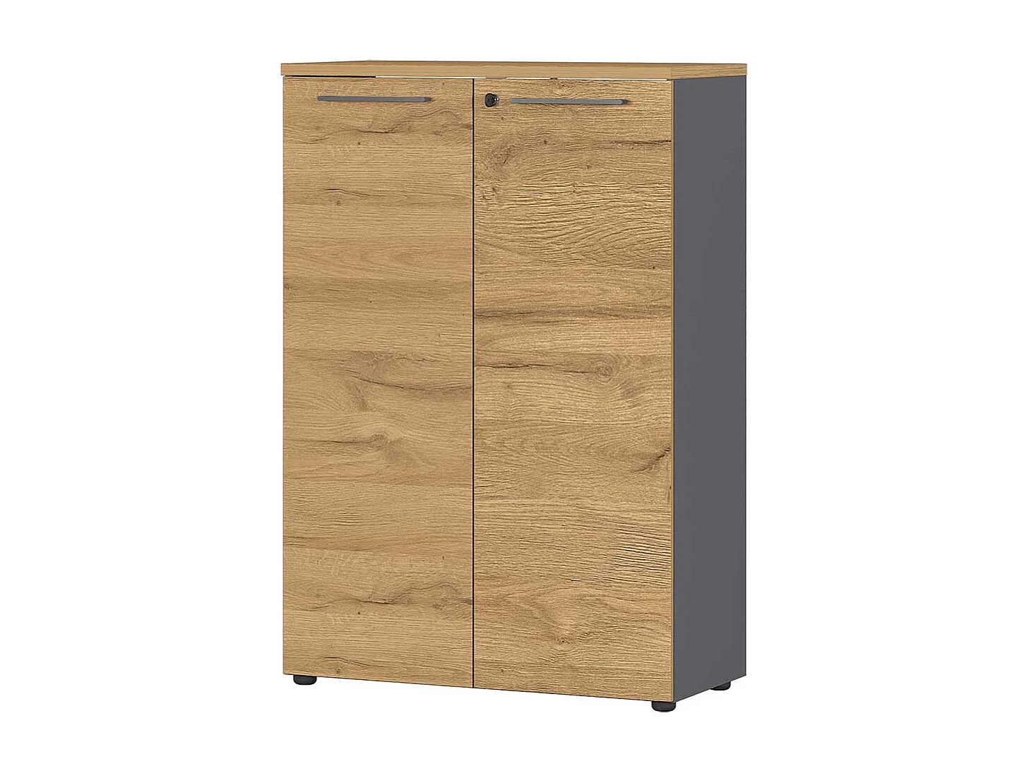 Aktenschrank in Wildeichefarben und Dunkelgrau abschließbar