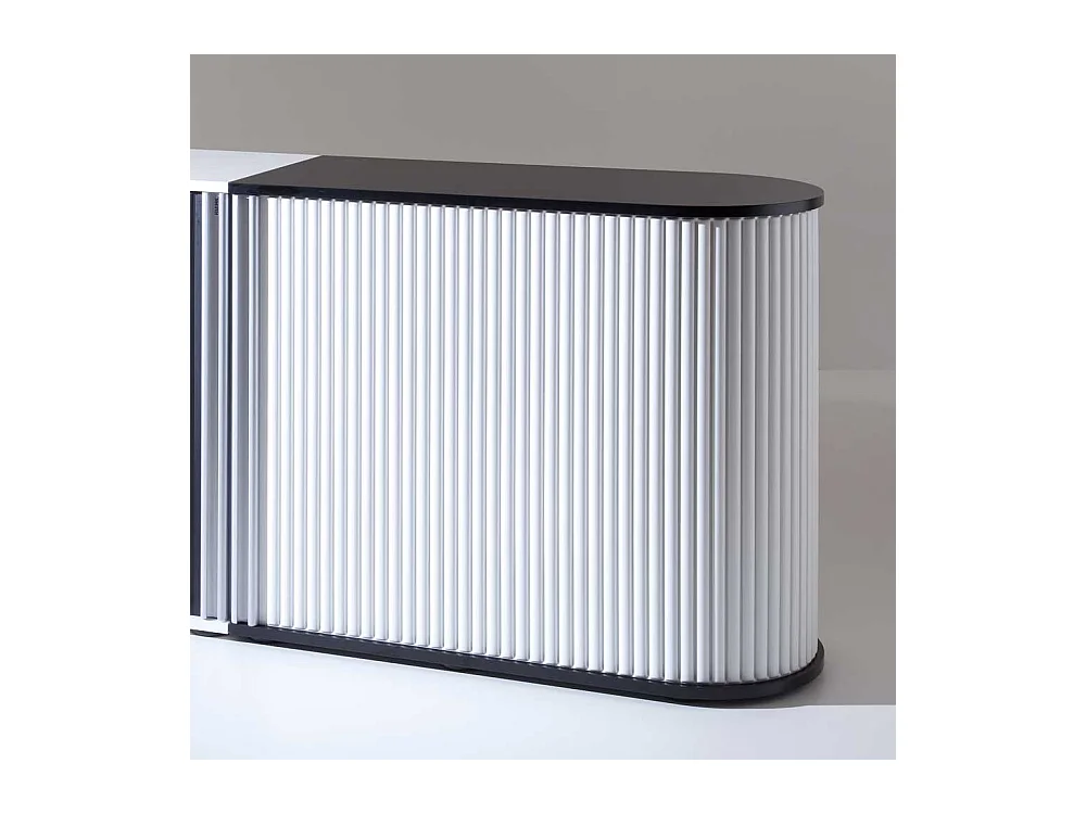 Büroschrank mit Rollo Schwarz Weiß