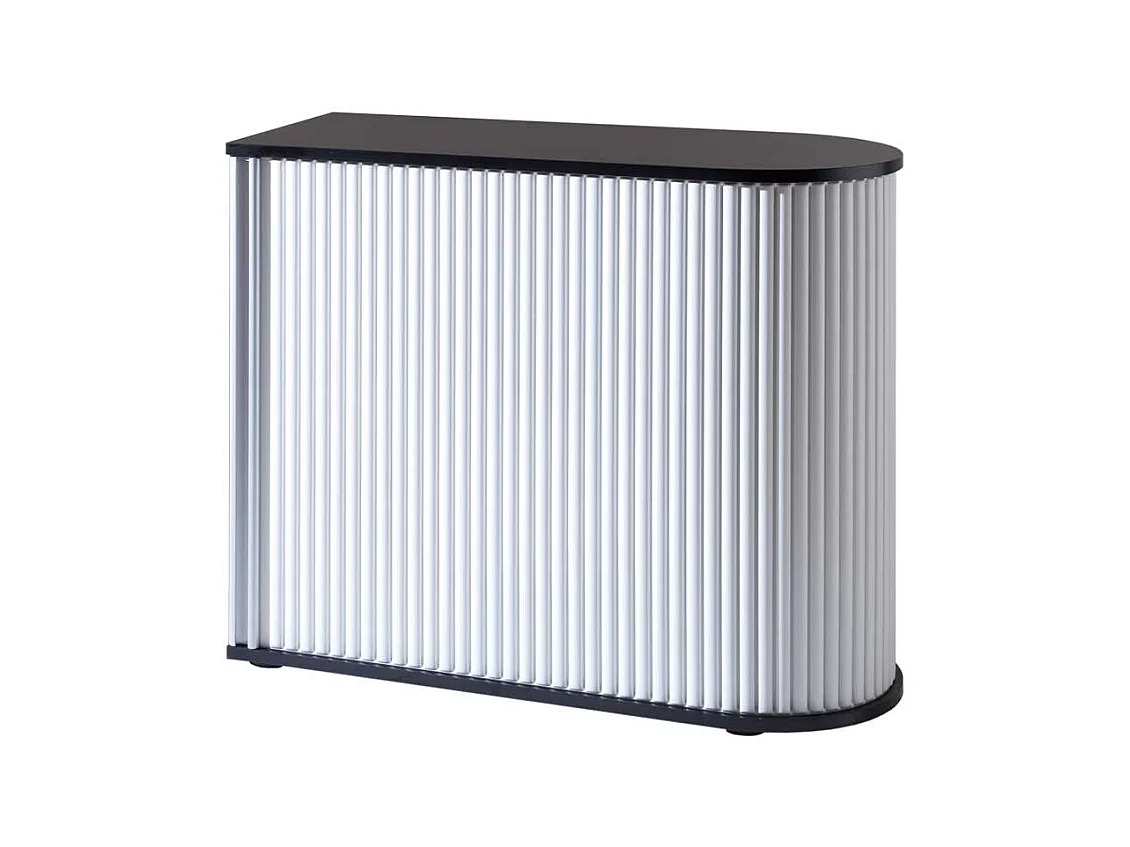 Büroschrank mit Rollo Schwarz Weiß