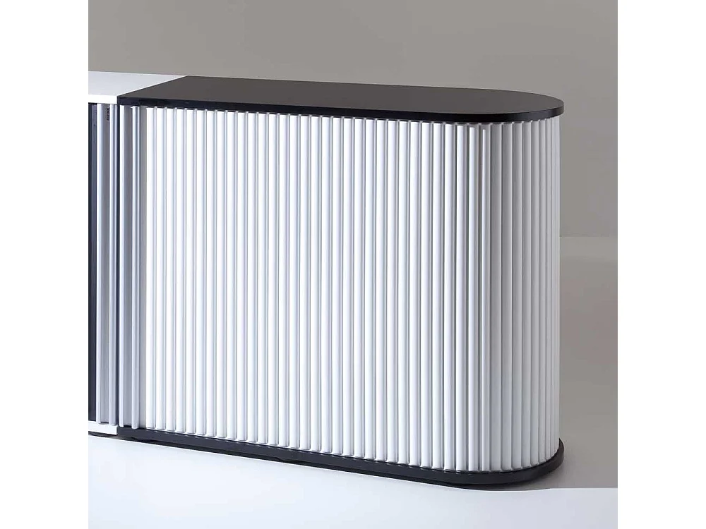 Büroschrank mit Rollo Schwarz Weiß