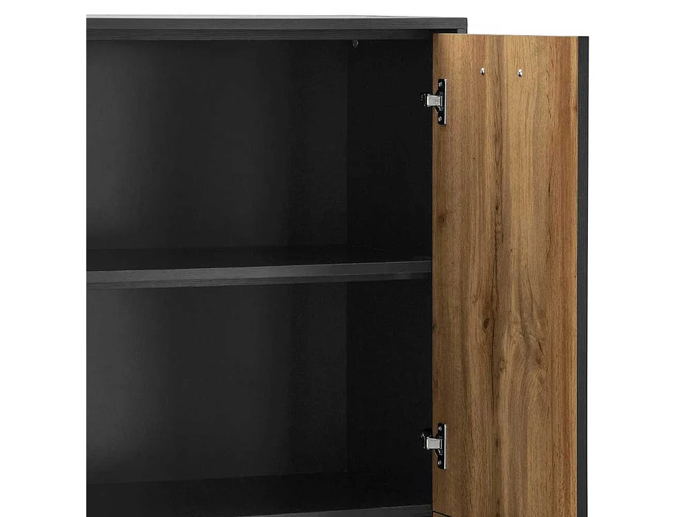 Schrank Büro Officeschrank in Wildeichefarben und Schwarz