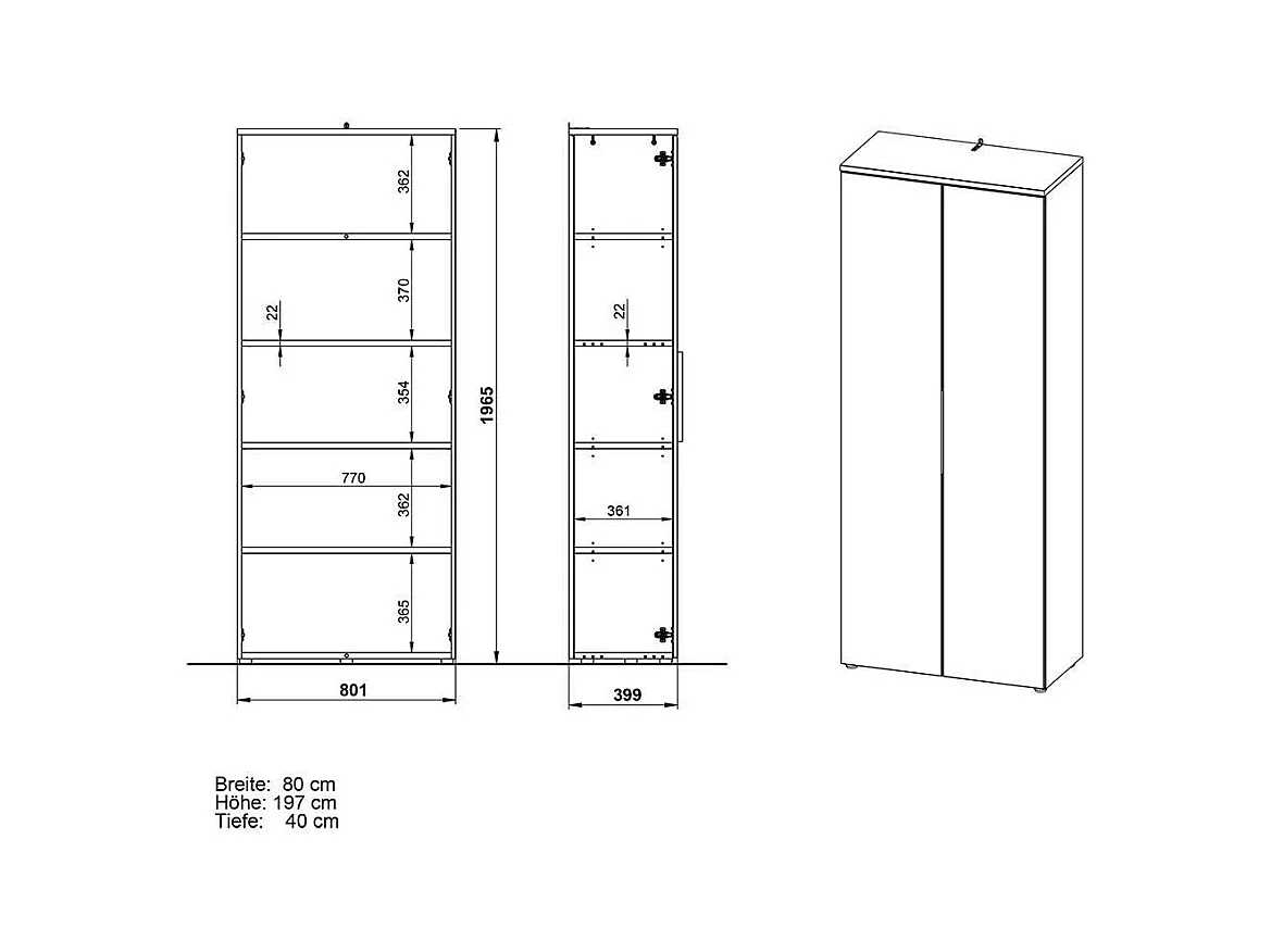 Aktenschrank Büroschrank mit Drehtüren melaminbeschichtet
