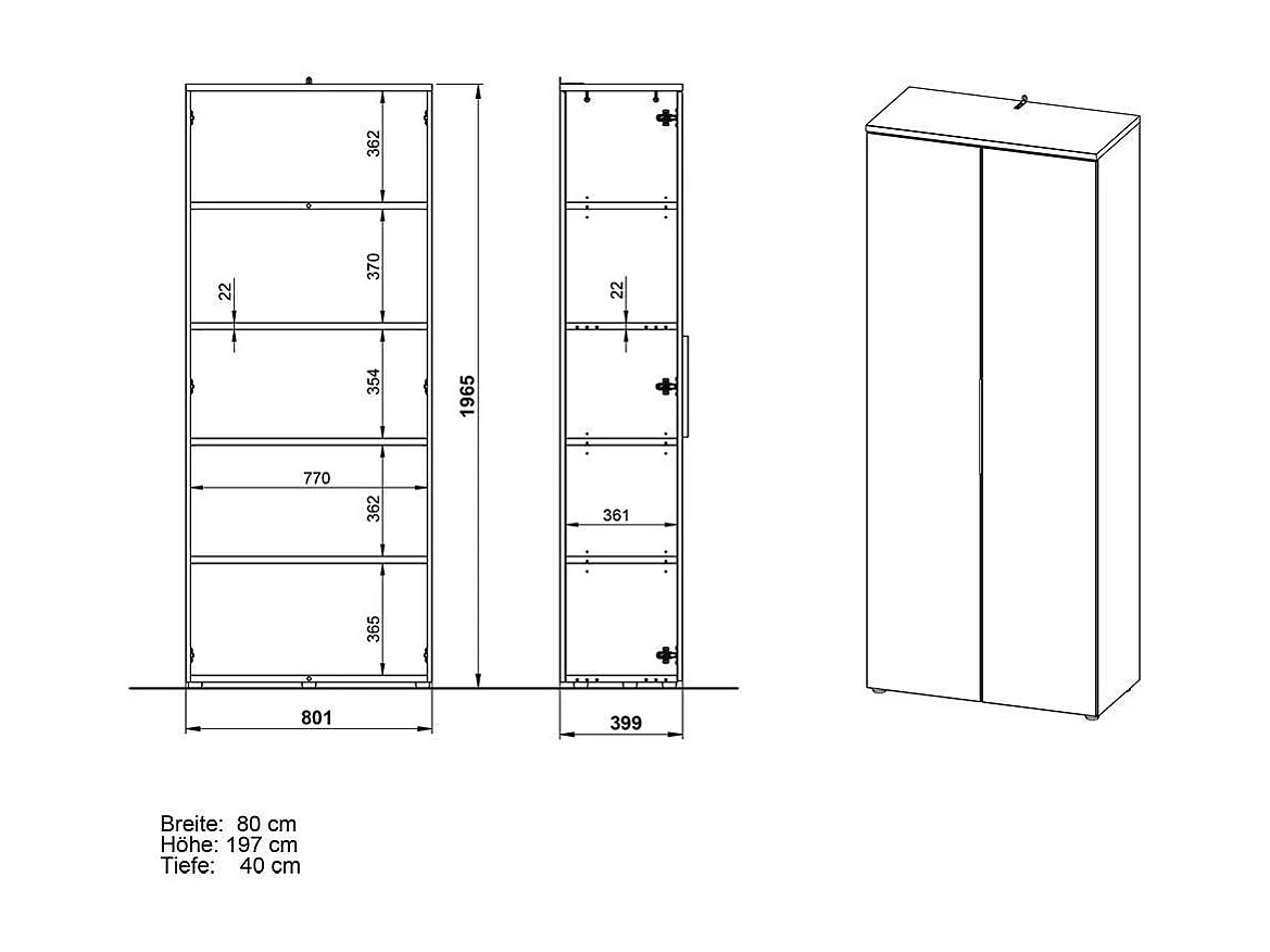 Aktenschrank Büroschrank mit Drehtüren melaminbeschichtet