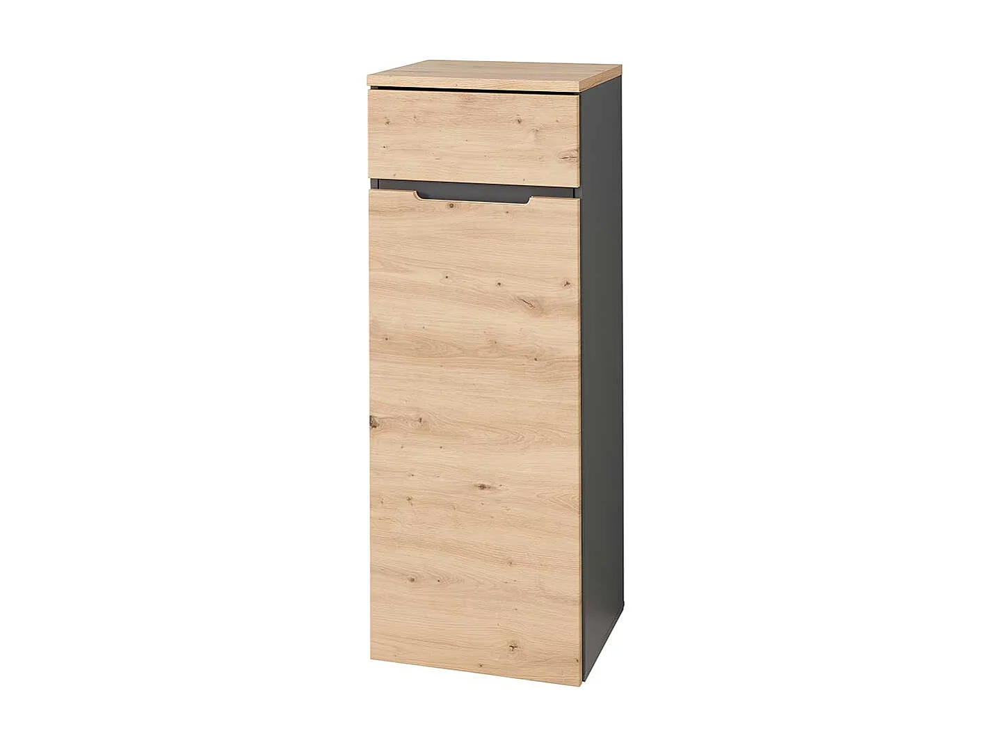 Büroschrank klein in Wildeichefarben & Dunkelgrau 45 cm breit