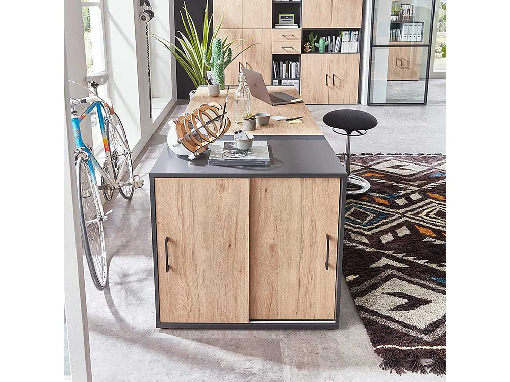 Kleiner Aktenschrank mit Schiebet�ren 2 Ordnerh�hen