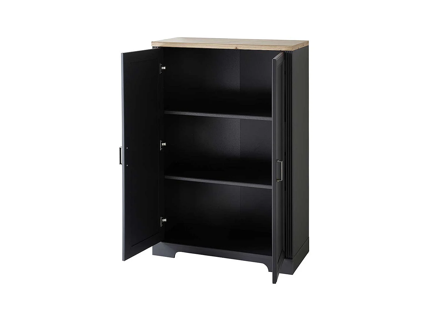 Aktenordnerschrank Landhaus 127 cm hoch Dunkelgrau & Eichefarben