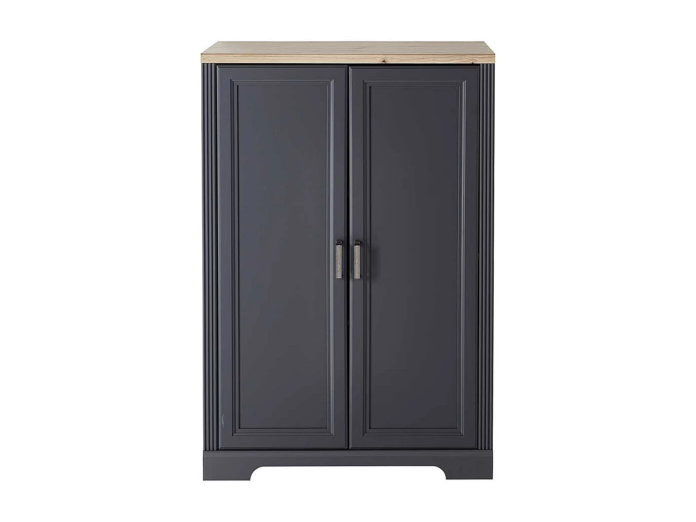 Aktenordnerschrank Landhaus 127 cm hoch Dunkelgrau & Eichefarben