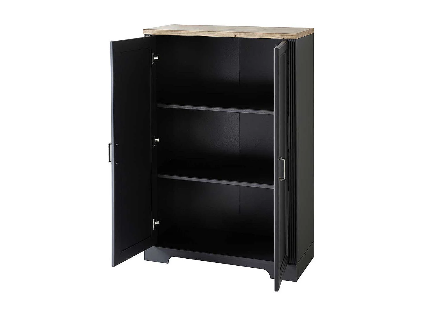 Aktenordnerschrank Landhaus 127 cm hoch Dunkelgrau & Eichefarben