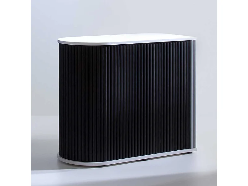 Aktenschrank mit Rolladen Schwarz Weiß