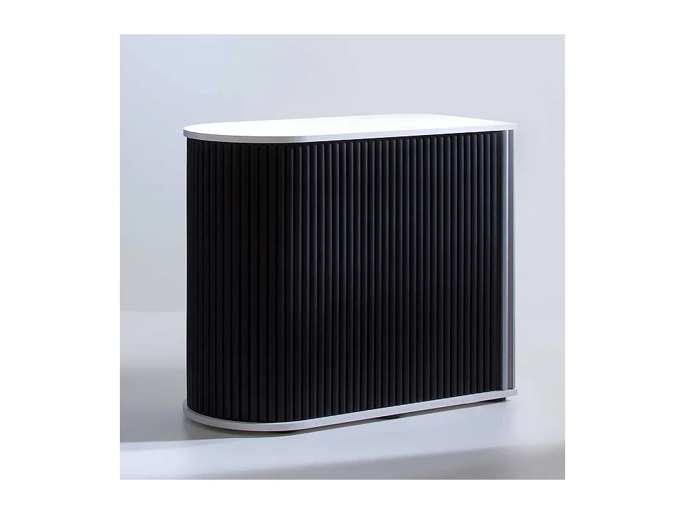 Aktenschrank mit Rolladen Schwarz Weiß