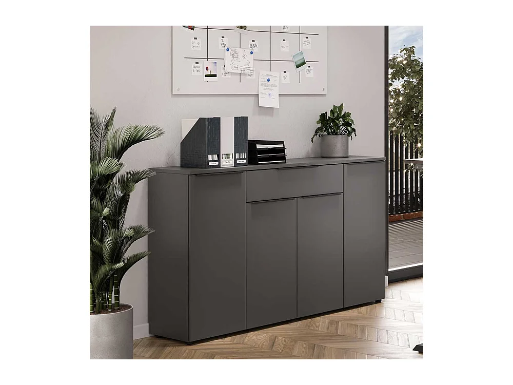 Sideboard Kommode in Dunkelgrau mit einer Schublade