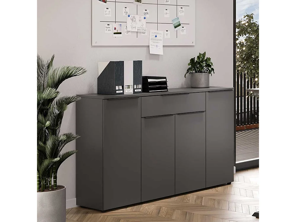 Sideboard Kommode in Dunkelgrau mit einer Schublade